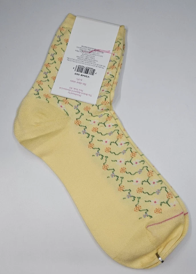 Meias femininas Pantherella Fine English - Meias florais 75% algodão Sea Island novas com etiquetas - Imagem 2 de 4