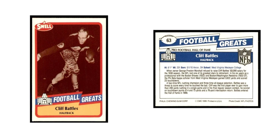 1989 CMC Swell Cliff Battles Football Cards #63 - Image 3 of 3