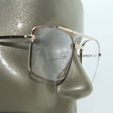 Bifocal Reading Glasses Square Aviator 80's Style Gold Black Frame 1.00 Lens