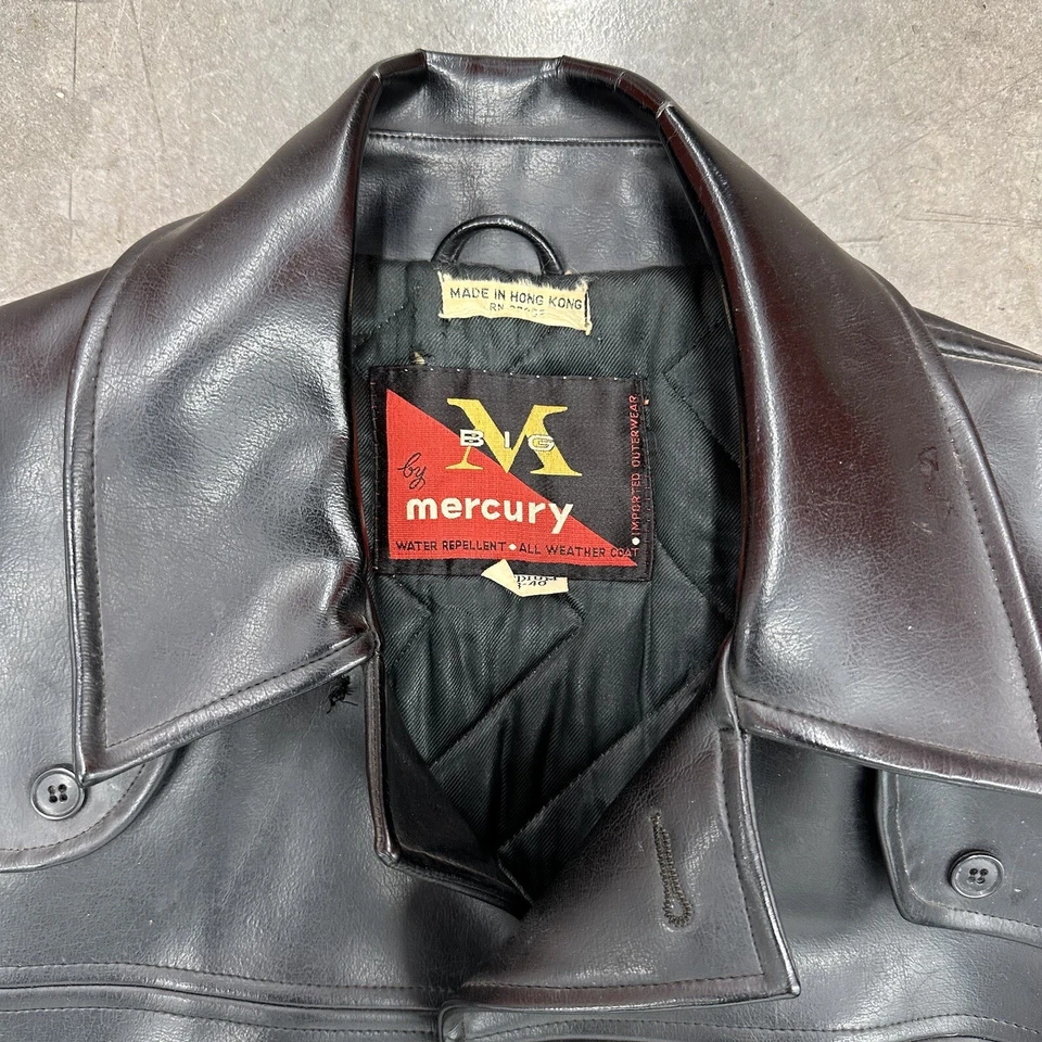 Abrigo de cuero vintage Big M de Mercury para todo clima mediano 38-40 años 60 70 Foto 3 de 4
