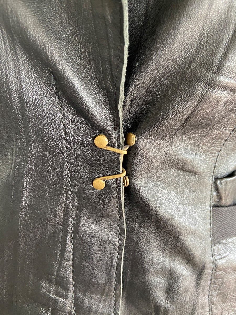 Vero Moda Nela Leather Blazer Sz M - Clasp Front - Moto Jacket Mod Lining Biker View 2