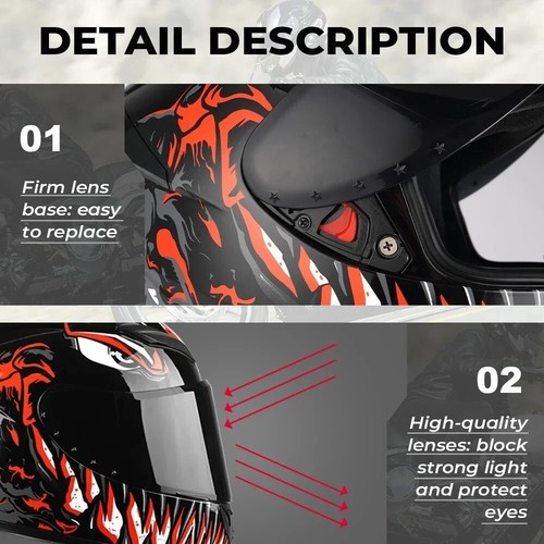 Motorradhelm Stylische Motive Integral Motocross Helm Angry Teeth ®KEMIMOTO DOT - Bild 9 von 17