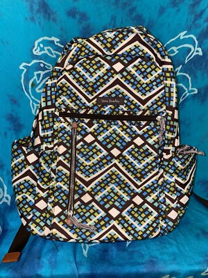 Vera Bradley Bright Green Blue Brown Geometric laptop Nylon  display picture 3