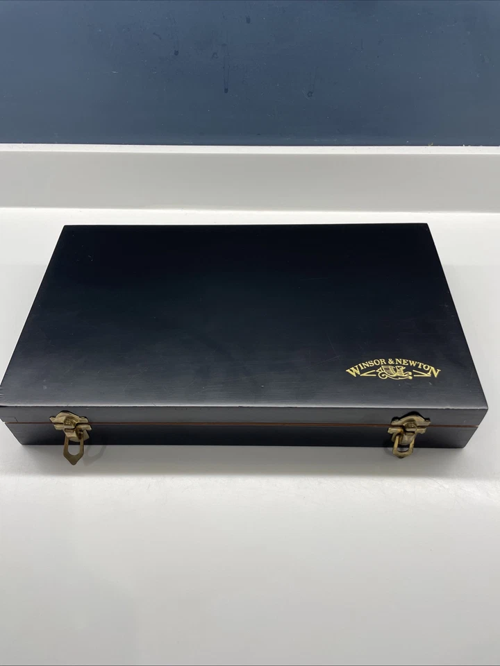 Winsor and Newton Acrylic Paint Set Navy Wooden Box Vintage Unused - Image 3 of 4