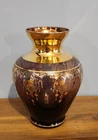 Vintage Vecchia Murano Amethyst Art Glass vase Purple and GOLD! 5"