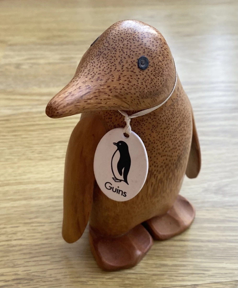Figurine Manchot En Bois Avec Chapeau – Fait Main – 20 Cm – Décoration