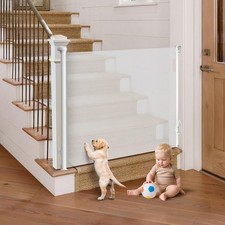 Retractable Baby Gate for Stairs, 71" Wide Mesh Pet Gate, Automatic Tension, ...