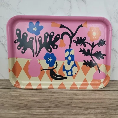 IKEA PALPFJARIL Tray Luna Gil 28 x 19.7cm Vibrant Floral Geometric Pink Orange - Image 1 of 4