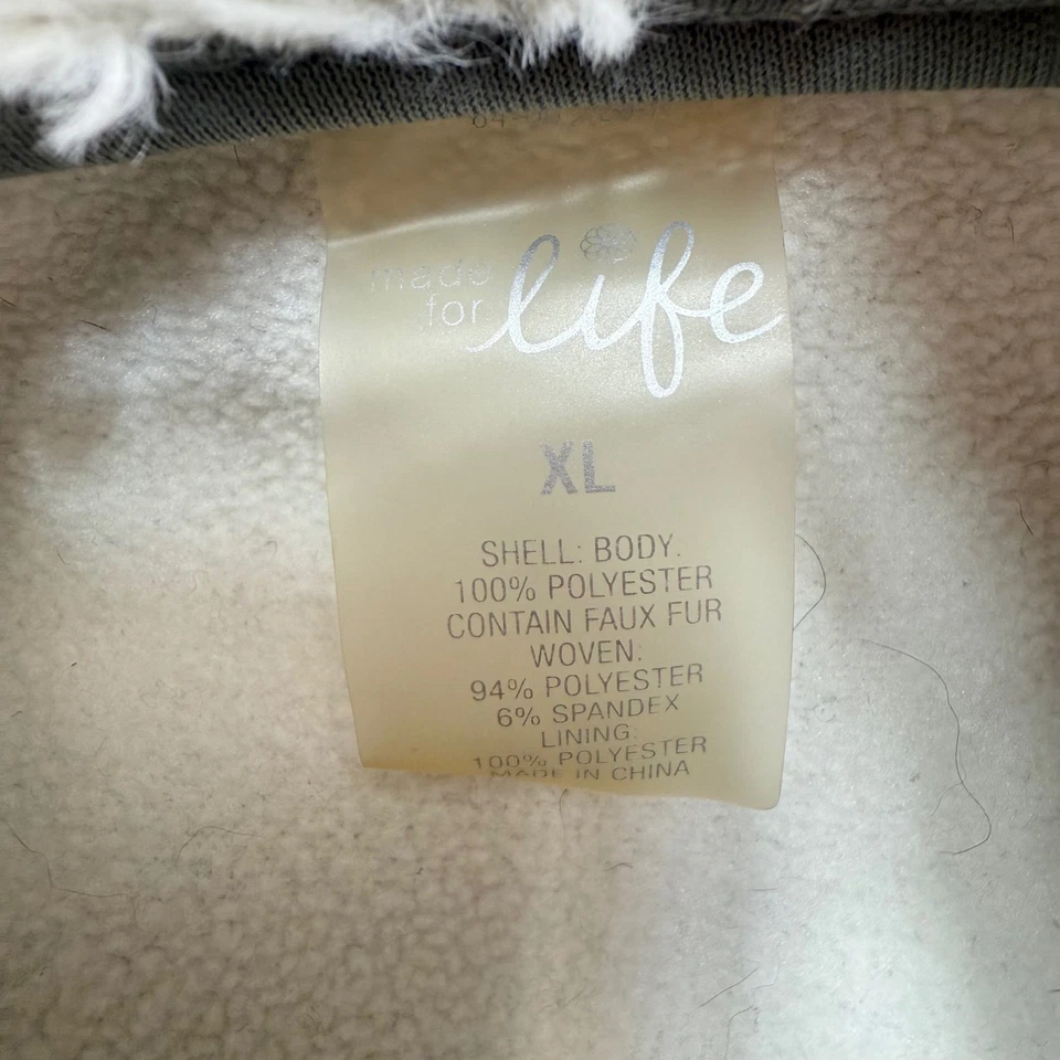 Made For Life Women's Faux-Fur Full-Zip Jacket Cream Sherpa Style XL Winter Coat - Image 3 of 4