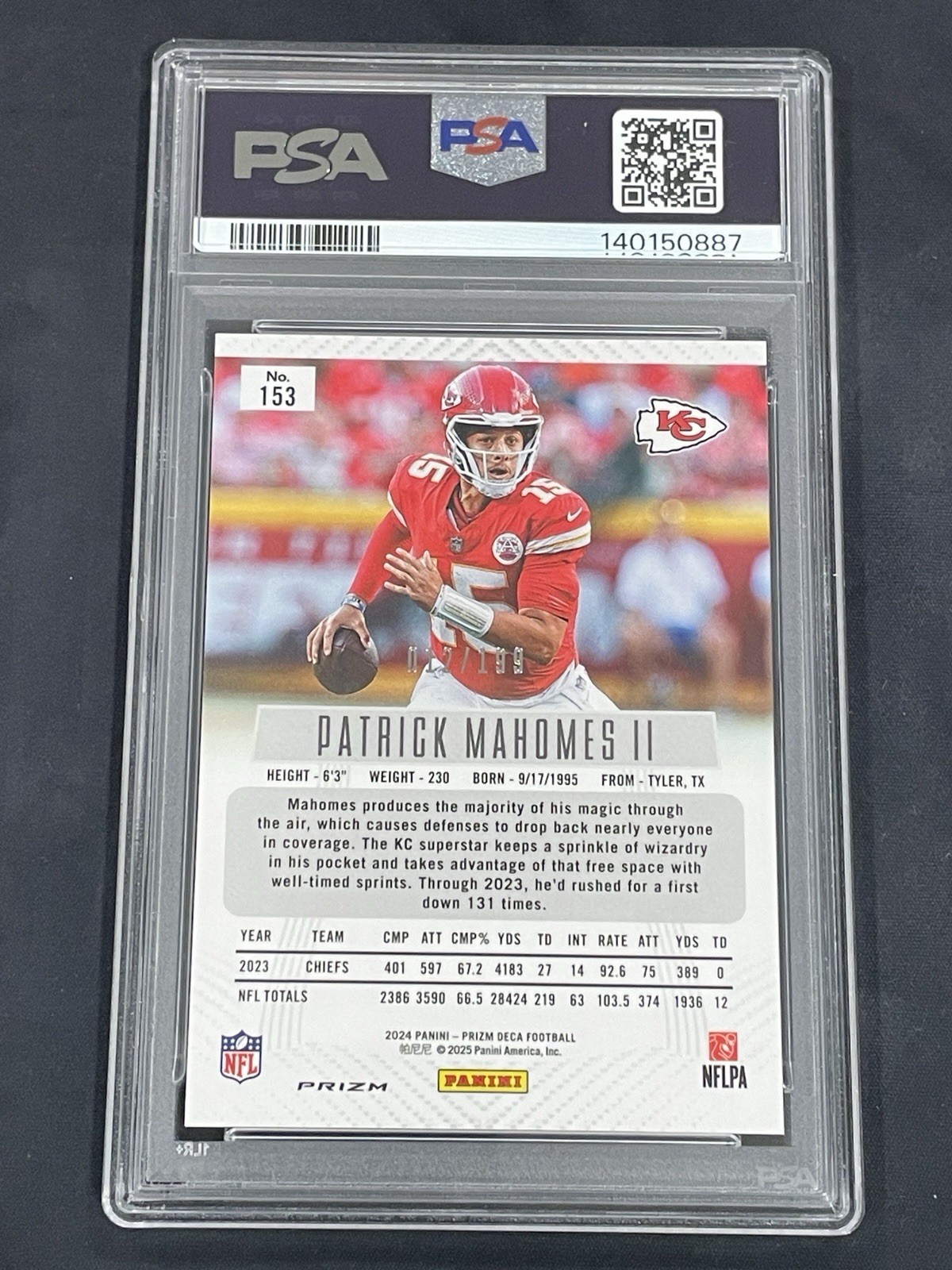Patrick MAHOMES 2024 Prizm Deca RED 012/199 New PSA 9 Mint KANSAS CITY Chiefs view 2
