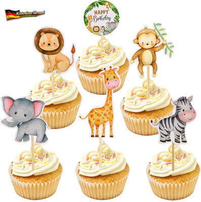 Cupcake Toppers Tiermotive für Kindergeburtstag Geburtstagsparty Kuchendeko umwe