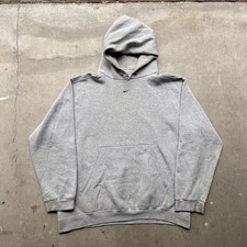 Vintage 90s Nike Center Swoosh Hoodie Men's XL Grey White Tag Baggy Skater Y2K