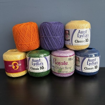 Lot of Crochet Thread Size 10 Cotton 7 Balls Skeins New/used Aunt Lydia