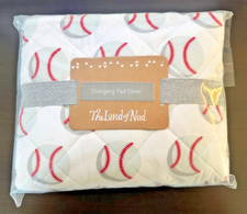 NEW Land of Nod Quilted Changing Pad Cover 100 Organic Cotton 18x36 Baseball