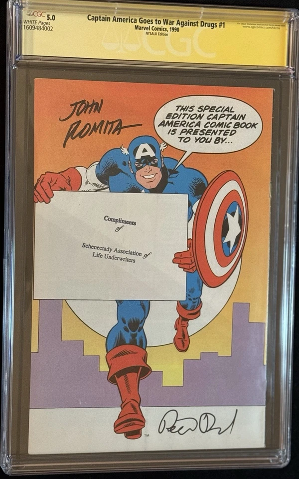 Captain America Goes To War Against Drugs #1 CGC 5.0 Signed X2 David Romita WP - Image 2 of 3
