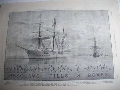 1890 BEECHAM'S PILLS HMS Schwalbe Handelswerbung ::: Zeitschrift Kunstdruck iln