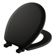 Mayfair Cameron Round Wood Toilet Seat Black Easy Clean Never Loosens
