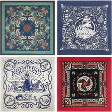 Bycc Bynn 4-Pack 100 Cotton Bandana Set, Vintage Graphic Print, 22x22 inches