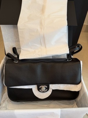 NEW 26s Chanel Black Grained Calfskin Maxi Blazy Flap Bag Handbag
