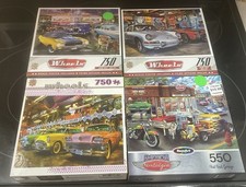 Master Pieces Wheels/ 550/750 Pc Classic Muscle Cars Puzzles Lot Of 4