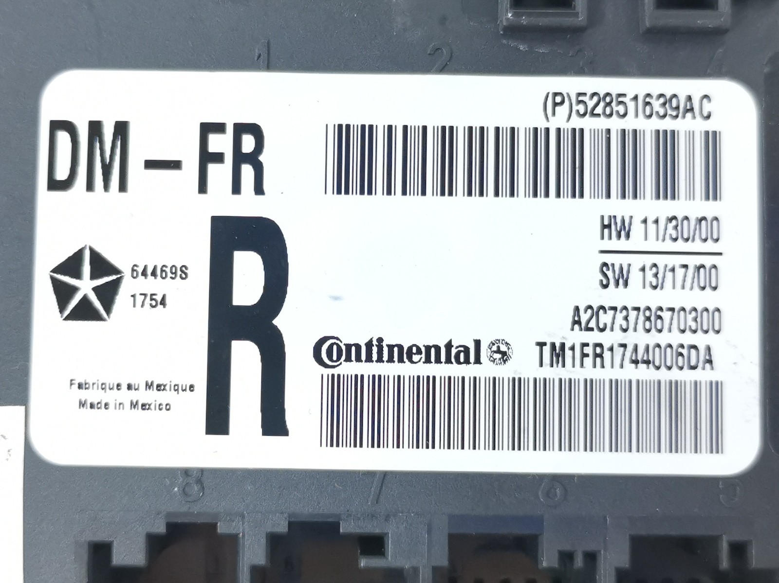 Maserati Ghibli S 3.0 Q4 2015  Front Right Door Control Module 52851639AC OEM