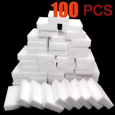 100 PCS Sponge Eraser BULK PACK Melamine Cleaning Foam 3/4'' Thick Kitchen Bath
