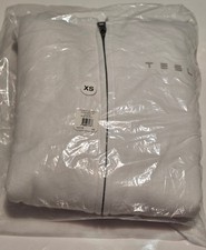 Official Limited Tesla 3D Small Wordmark Zip Hoodie White Womens XS 