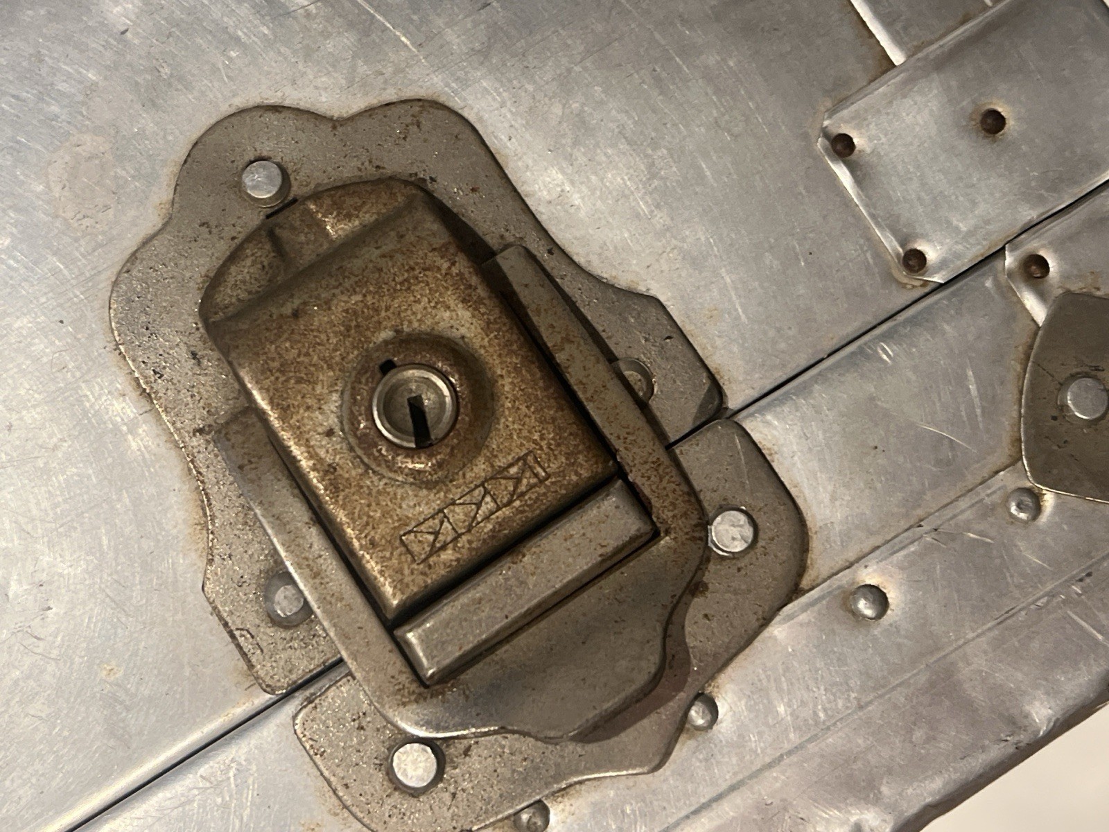 Vintage Aluminum Trunk w/ Pink Satin Interior – Industrial Case – Mid Century