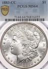 1883-CC $1 PCGS MS64 Morgan Silver Dollar Carson City Uncirculated White
