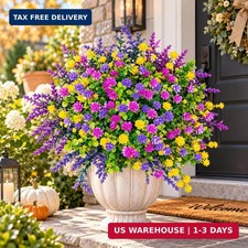 Artificial Flowers for Outdoors UV Resistant, 12 Bundles Realistic Daisy Faux Fl