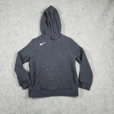 Nike Hoodie Kids Small Black Pullover Fleece Swoosh Logo