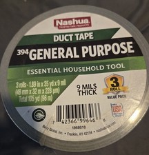 Nashua 394 Duct Tape, 1 7/8 In W X 60 Yd L , Silver, 394, 1 Pk