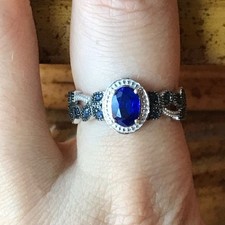Genuine Blue Spinel Blue Sapphire Sterling Silver Ring Size 8