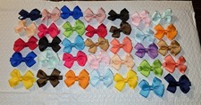 35 Pcs 2 Inch Baby Hair Bows Lined Clips for Infant Girls Grosgrain Ribbon