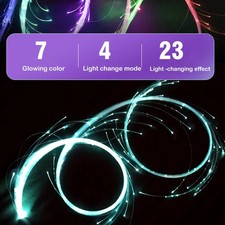 LED Fiber Optic Dance Whip Rechargeable Light Up Rave Party Flow Toy