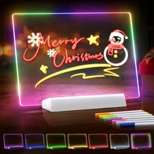 LED Note Board with Colors, Rechargeable Glow Dry Erase Drawing Board