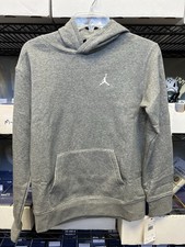 Jordan Big Kids' Grey Brooklyn Fleece Pullover Hoodie Size Large CBMH 