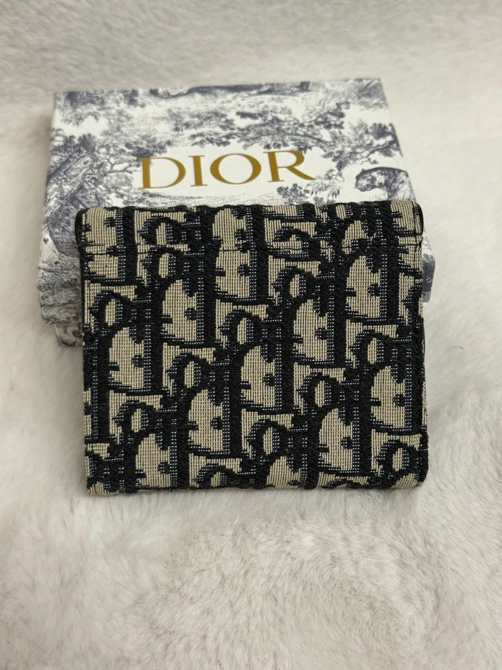 Tarjetero con solapa de silla de montar Dior azul Jacquard oblicuo Dior Foto 4 de 4