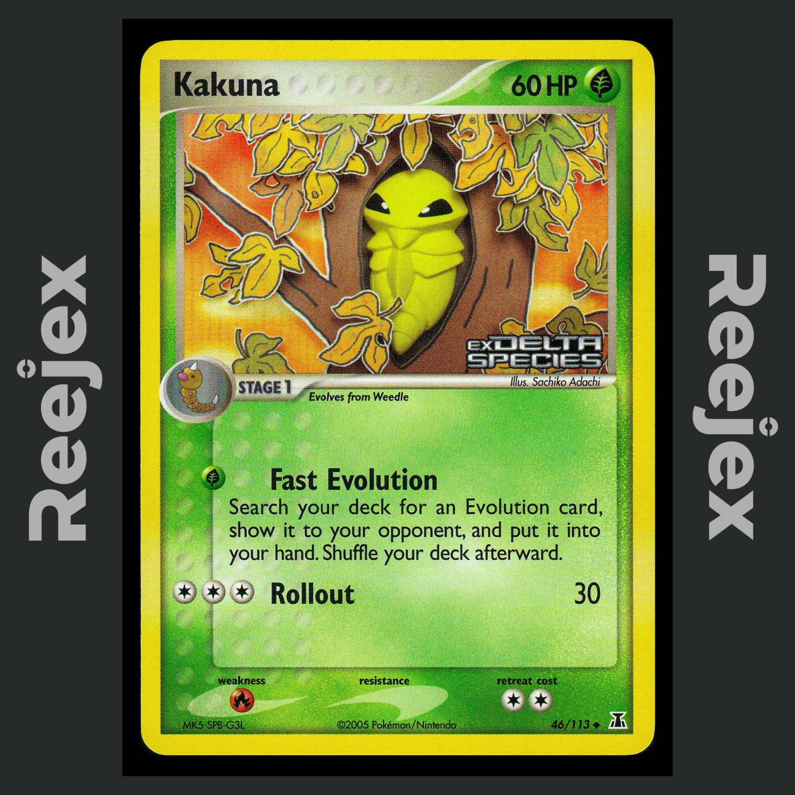 Kakuna - 46/113 - Stamped Reverse Holo - Delta Species - Pokemon Card - VLP