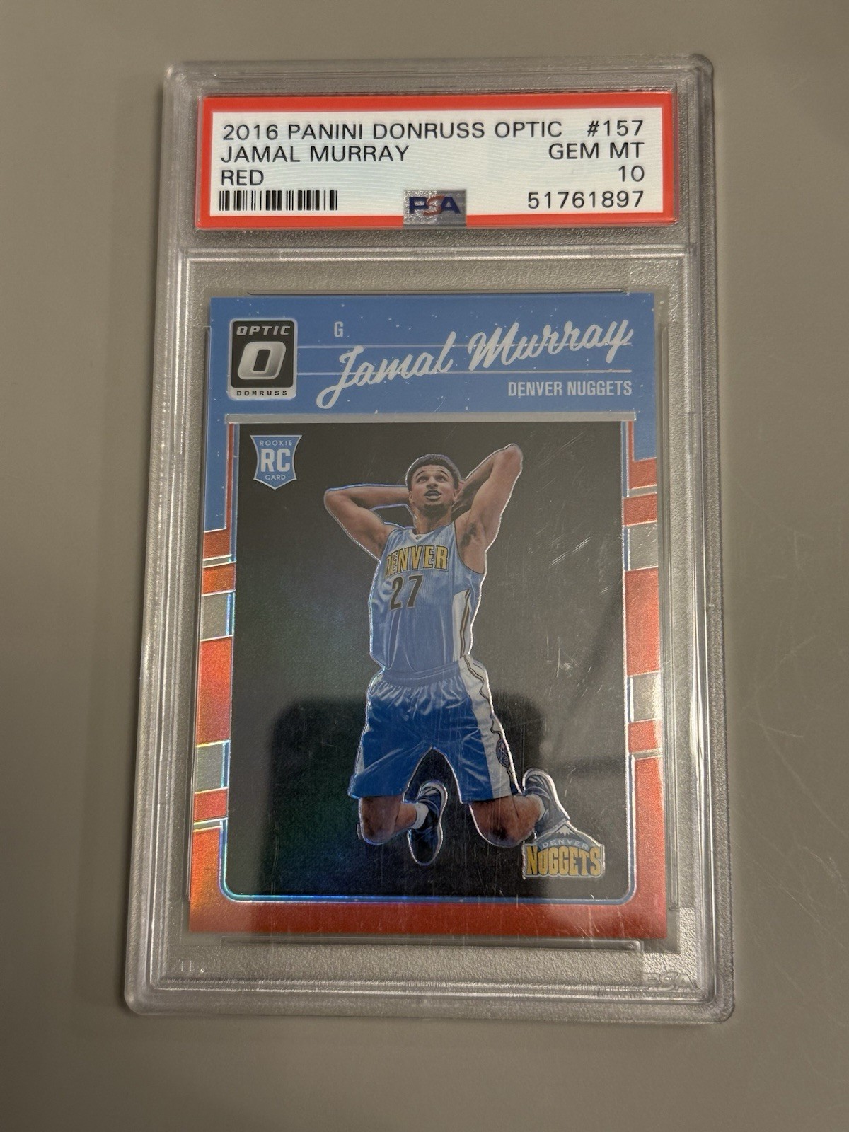 2016-17 Panini Donruss Optic Jamal Murray Red Prizm Rookie  /99 #157 PSA 10