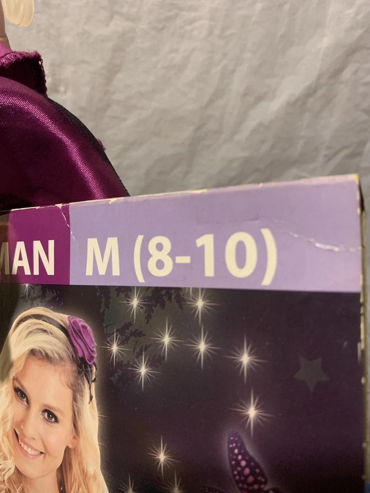 Purple Fairy Adult Costume Good mark Never Worn 8-10 Medium Wings Included Party - Image 4 of 4