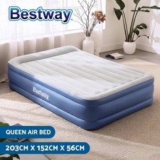 Bestway Queen Air Mattress with Built-in Pump Tritech Inflatable Bed 56cm