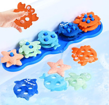 Baby Bath Toys, Mold Free Silcone Shape Sorting Stacking Bath Toy Set with ...
