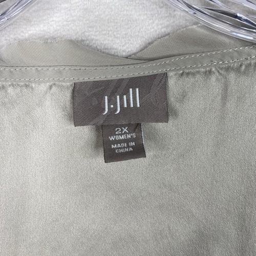 J. Jill Womens Top Sz 2X Gray 100% Silk Pleated Shell Tank Flowy Career Ruffle - Picture 3 of 8