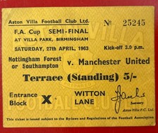 1963 FA Cup Semi Final Manchester United SouthamptonFootball Match Ticket Stub