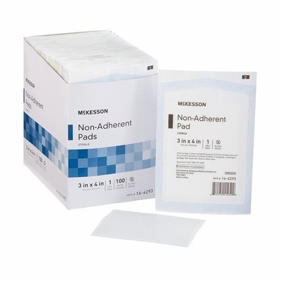 McKesson Sterile Non-Adherent Dressing Rectangle 3 x 4'' 16-4293 100 per Box