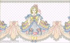 Victorian Vintage Antique Doll Pink Ribbon Bow Blue Dress Lace Wallpaper Border