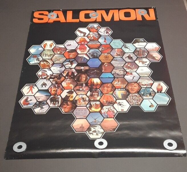 Poster sci Salomon vintage anni 70 32" x 25 5" sci sciatore pubblicità Colorado Coors