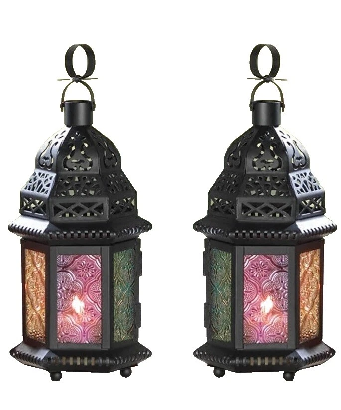 Candelabros marroquí de vidrio Multicolor y accesorios