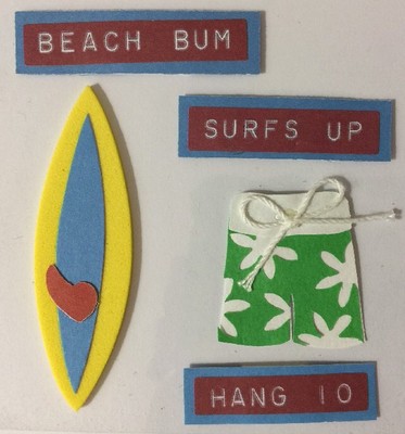 SURFS UP Dimensional Stickers(5pc) Joann Craft Beach Bum Hang 10  Vacation Ocean